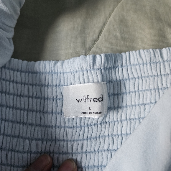 WILFRED Novella Dress Light Blue Ice Puff Sleeve Mini Size 6 Aritzia - Picture 4 of 13